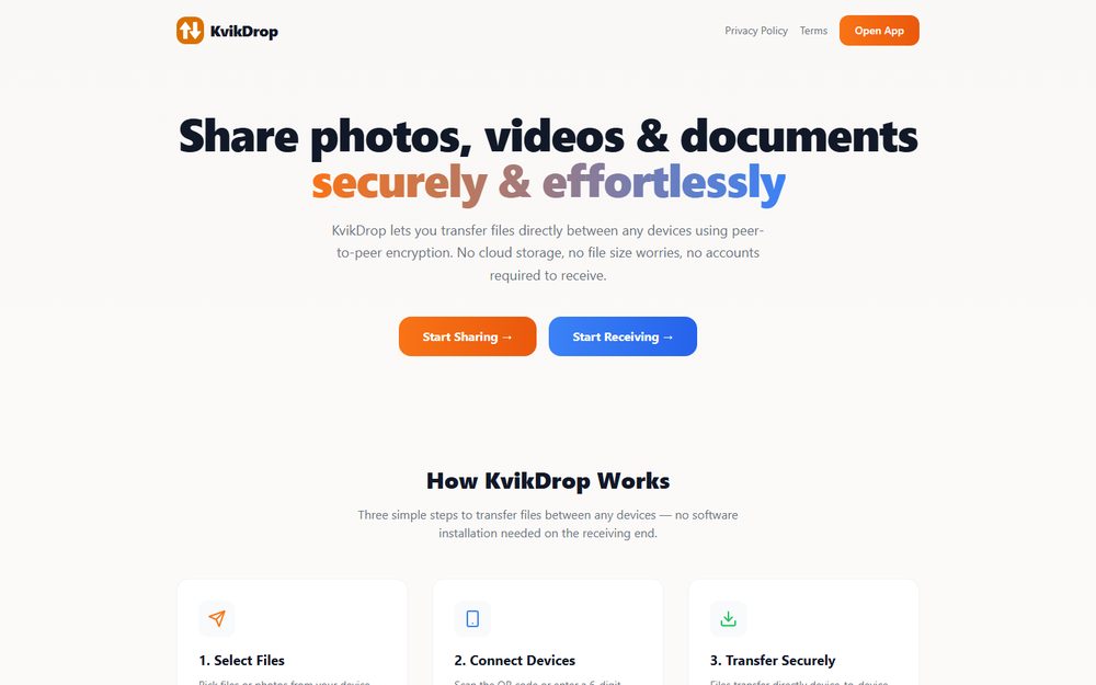 KvikDrop website